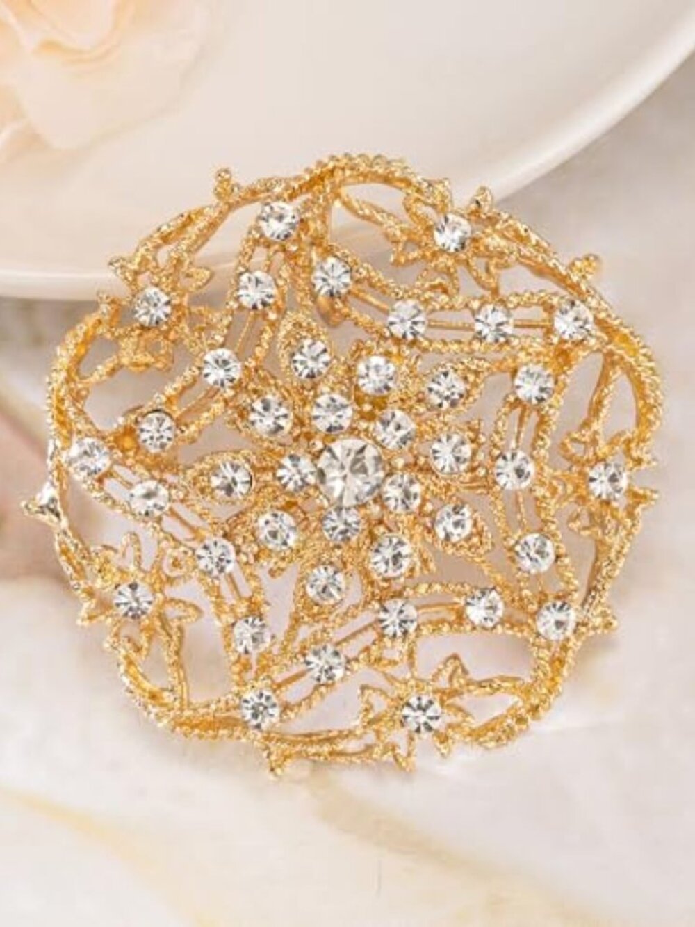 New - Vintage Style Wedding Party Art Deco Crystal Rhinestone Brooch Pin